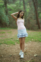 Girls Maggie Blue Floral Skirt