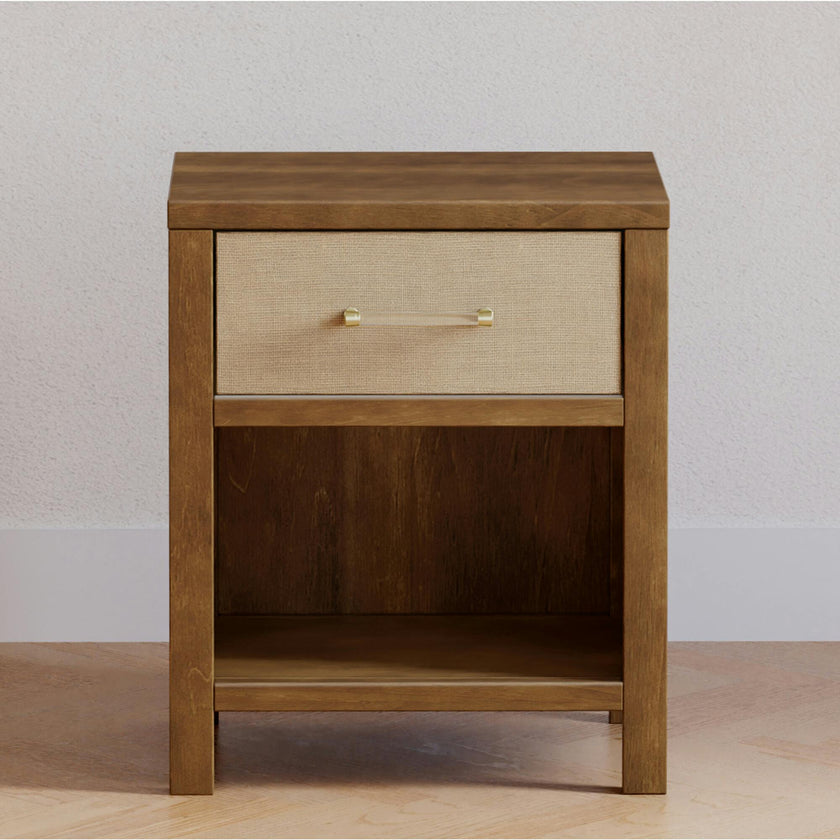 Eloise Assembled Nightstand in Natural Walnut & Performance Sand Eco-Weave