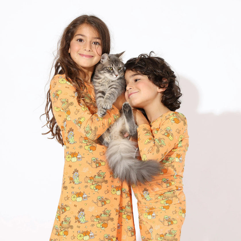 Pumpkin Bamboo Girls' Long Sleeve Dress