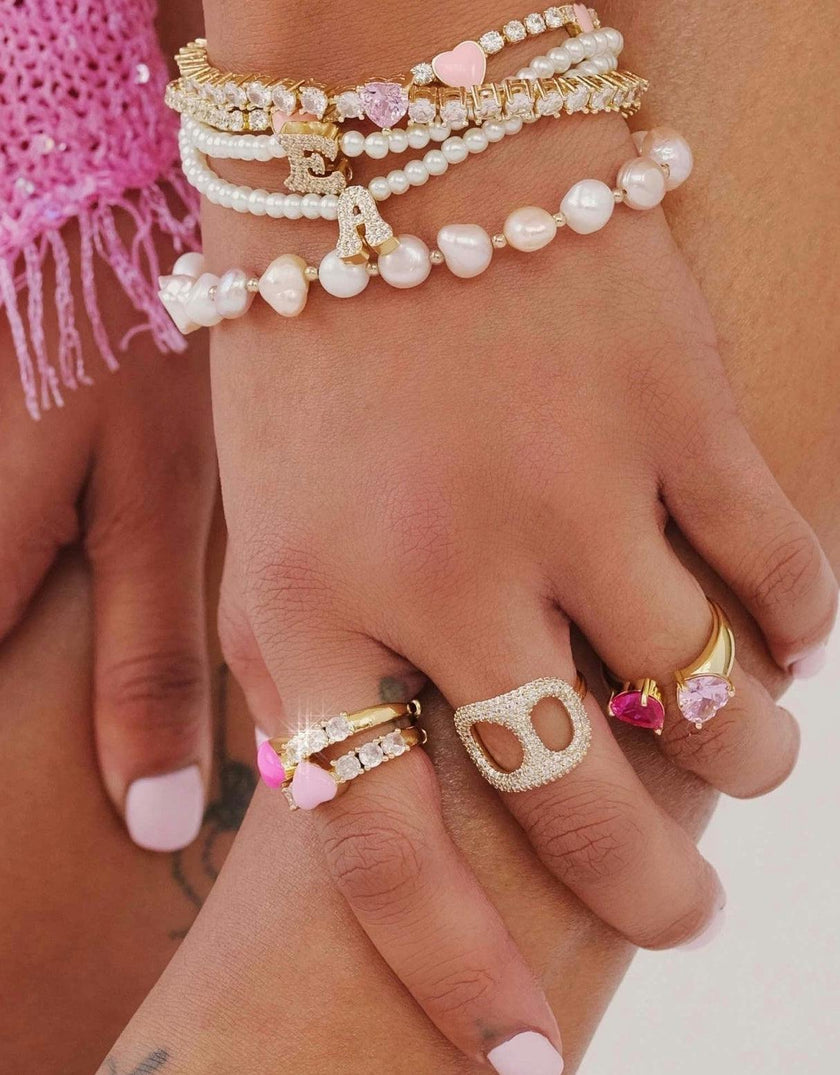 MICROPAVE INITIAL PEARL BRACELET