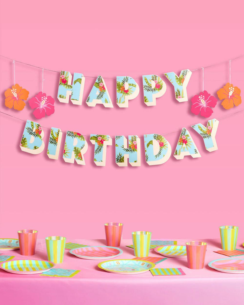 Tropical Birthday Banner - matte colorful banner