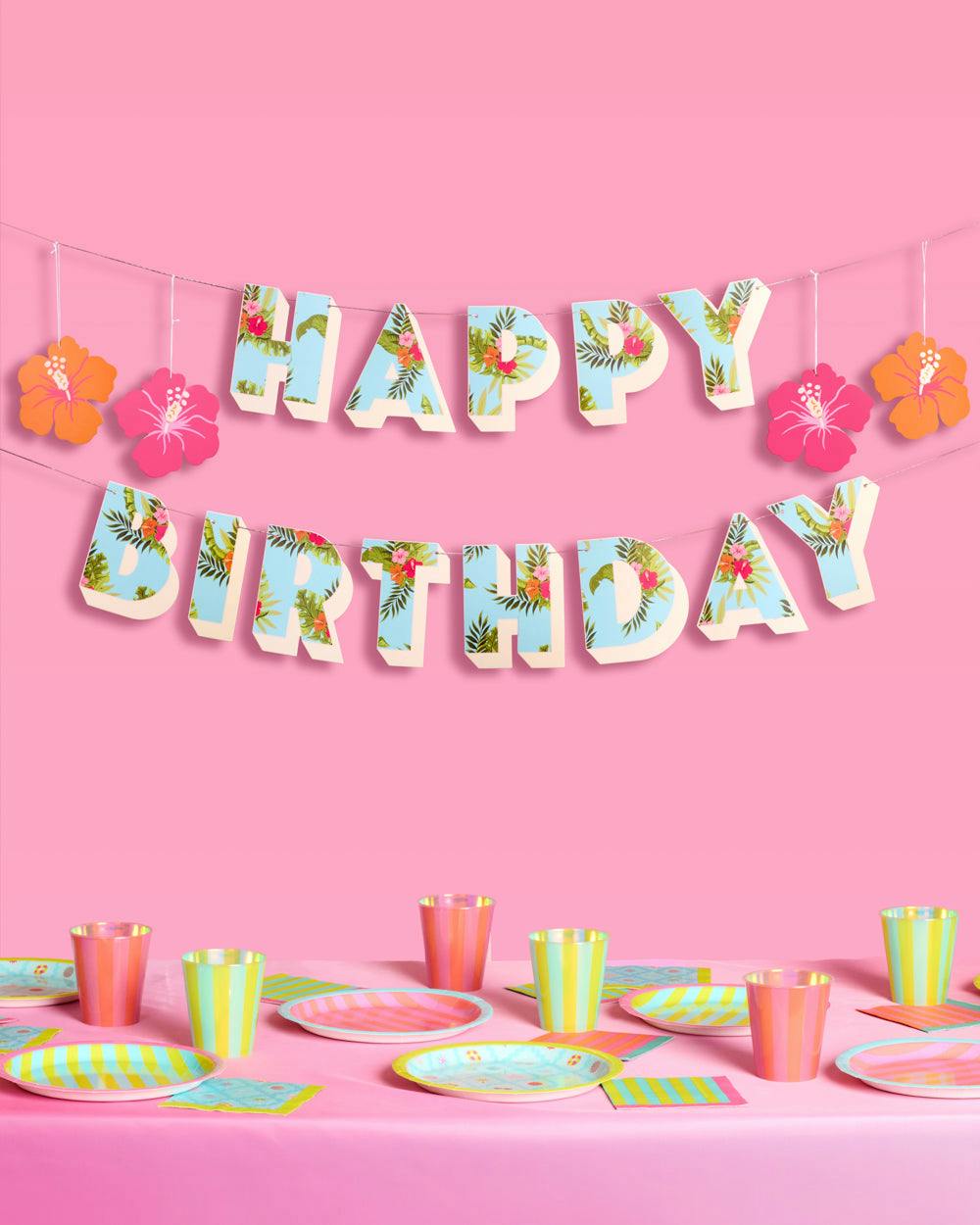 Tropical Birthday Banner - matte colorful banner