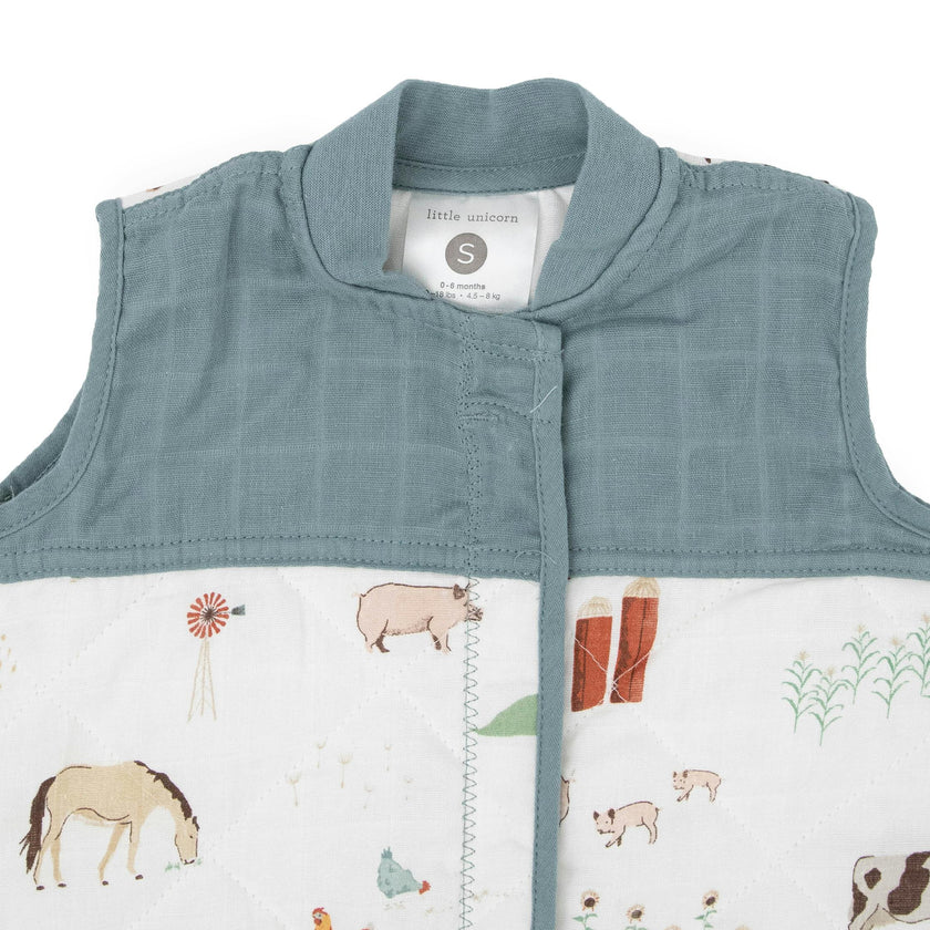 Cotton Muslin Quilted Sleep Bag - Farmyard