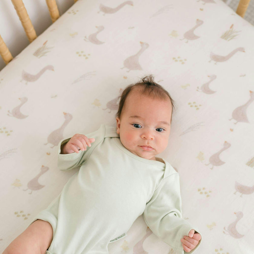 Charlie Farmhouse Goose Crib Fitted Sheet for Baby Nursery