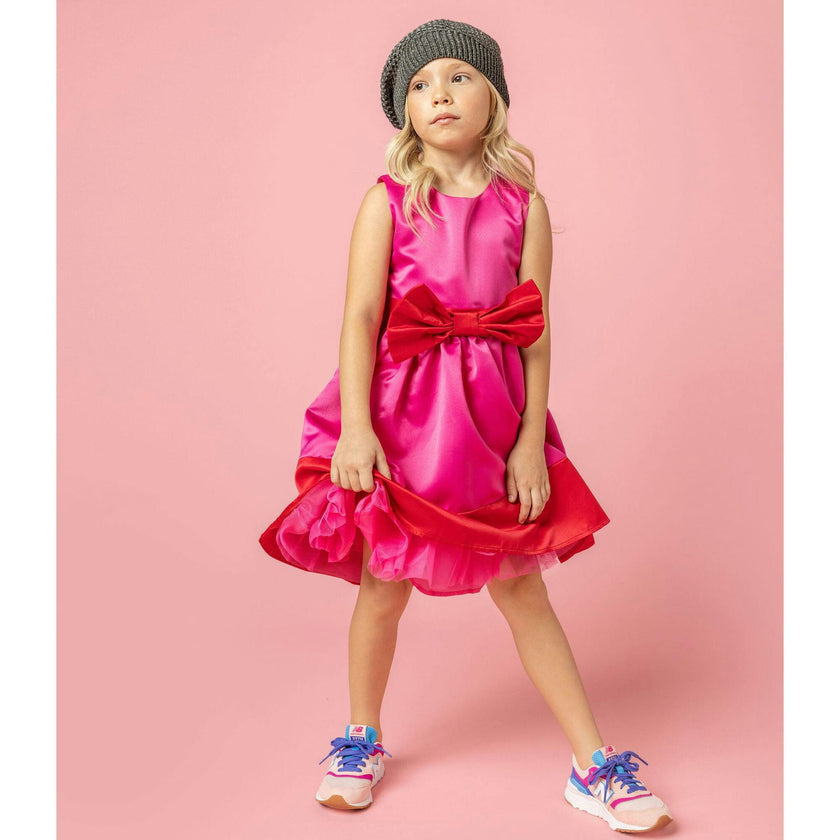 Florence Bow Satin Girls Party Dress