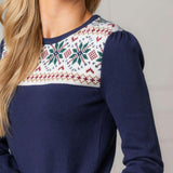 Organic Fair Isle Puff Sleeve Sweater, Blue