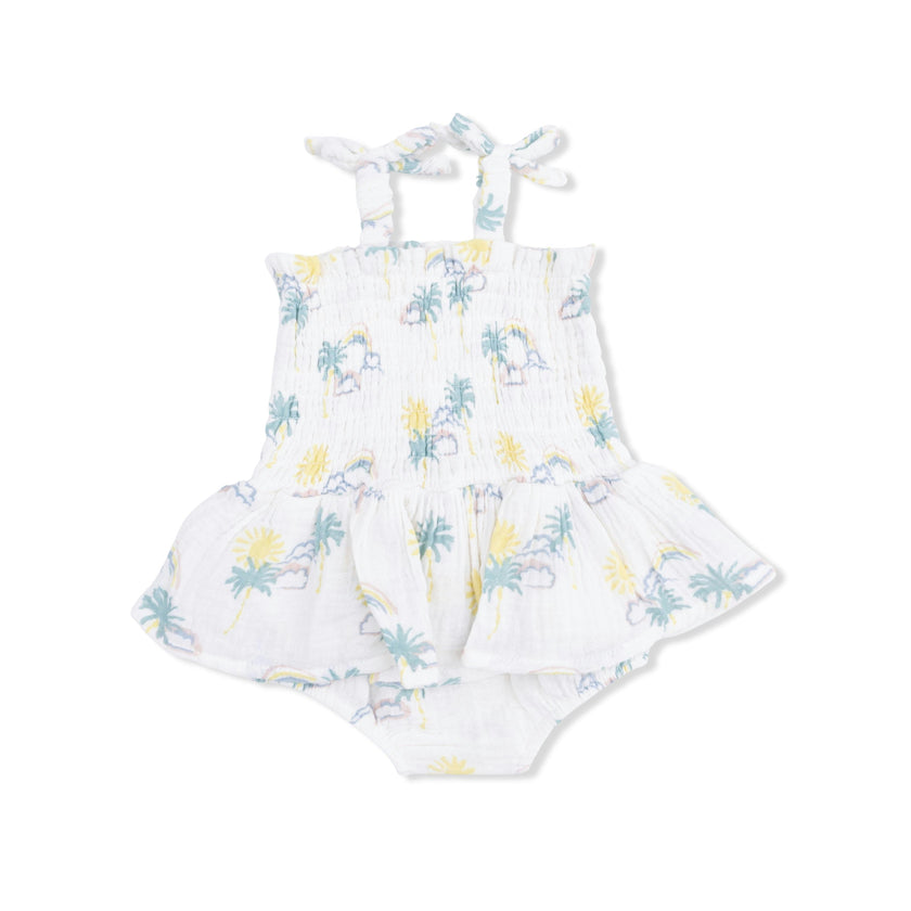 Palm Trees and Rainbows - Smocked Bubble with Skirt
