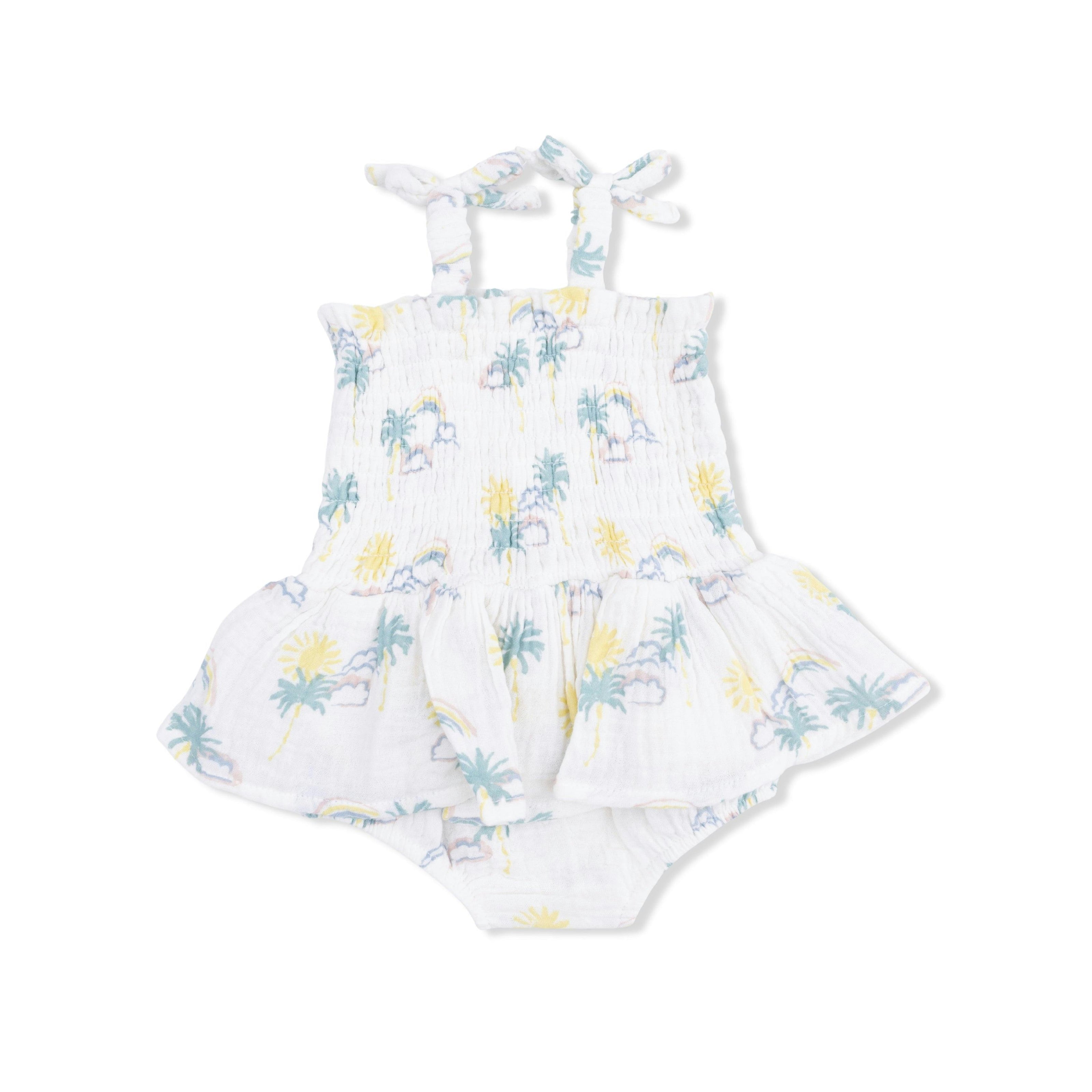 Palm Trees and Rainbows - Smocked Bubble with Skirt