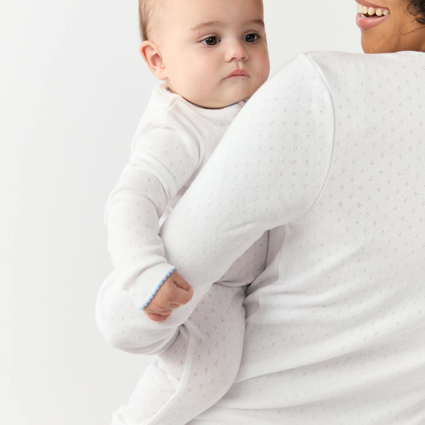 baby white pointelle footie