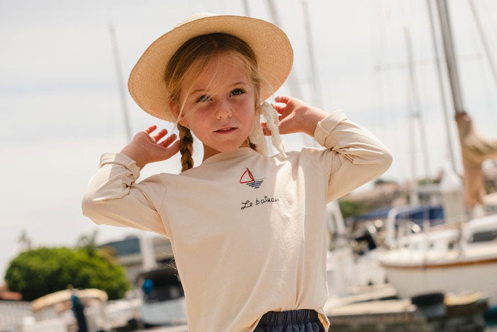 Embroidered Top in Le Bateau