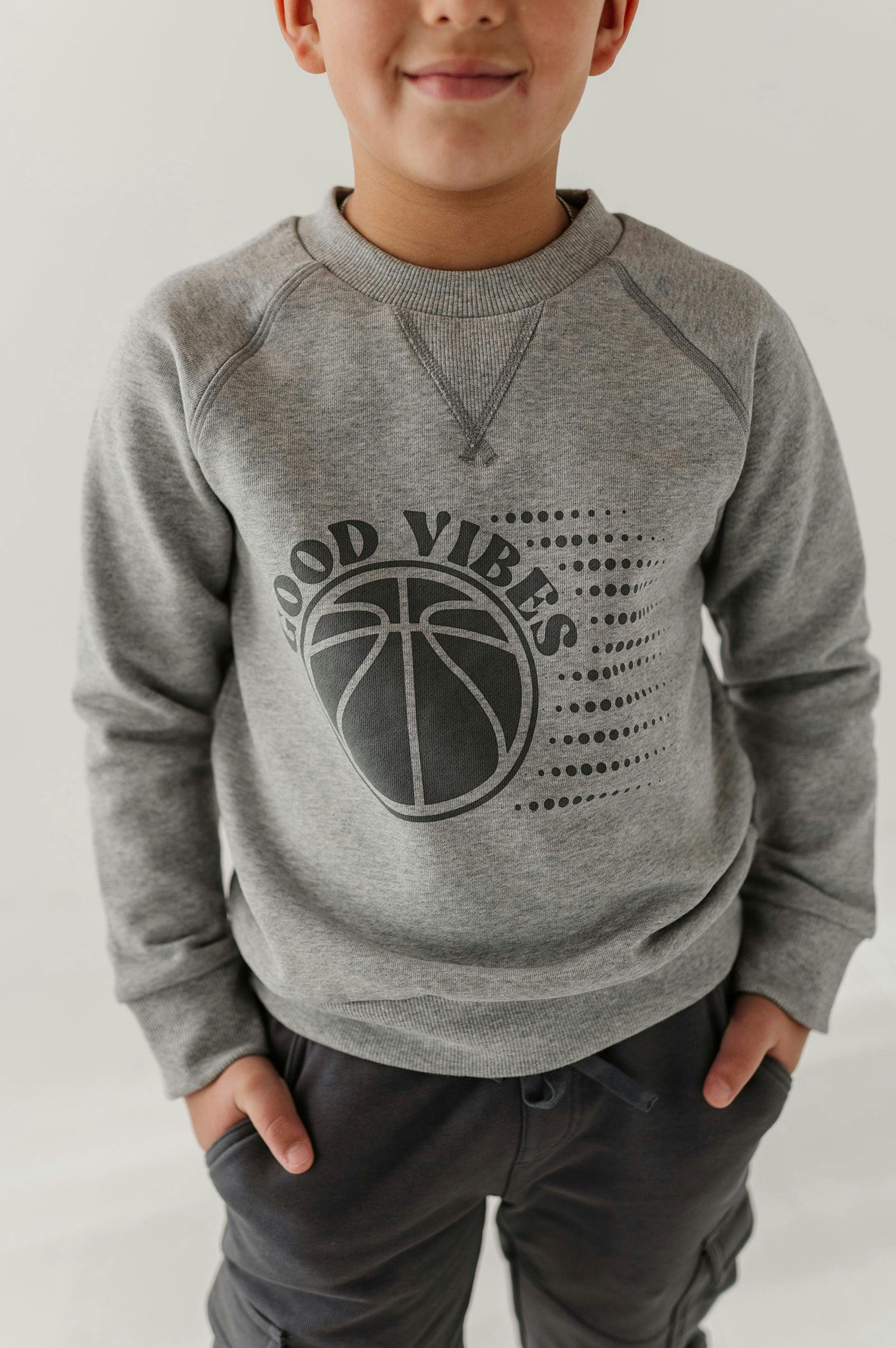Boys Raglan Sleeve Sweatshirt in Good Vibes