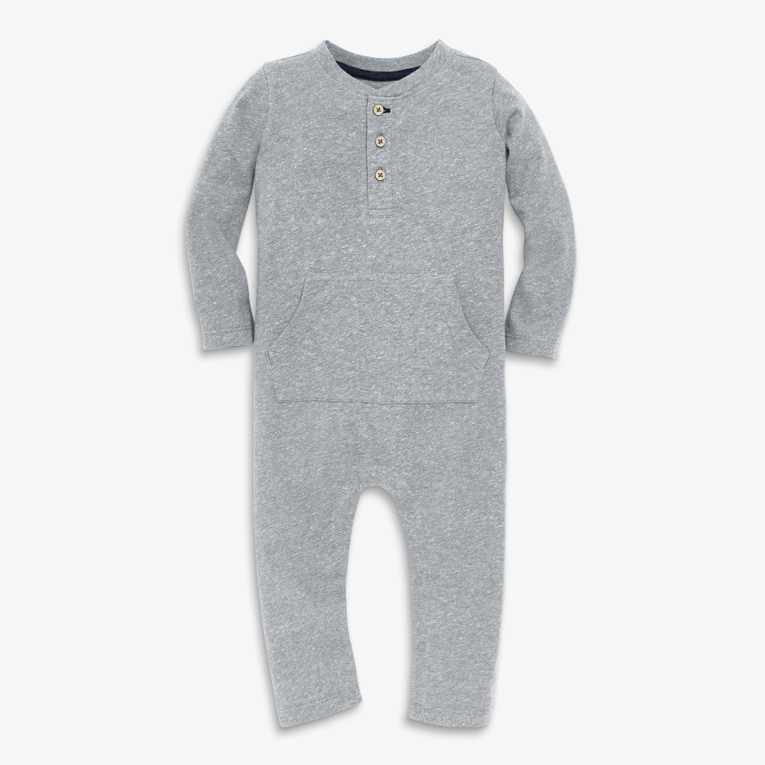 Baby heathered henley romper
