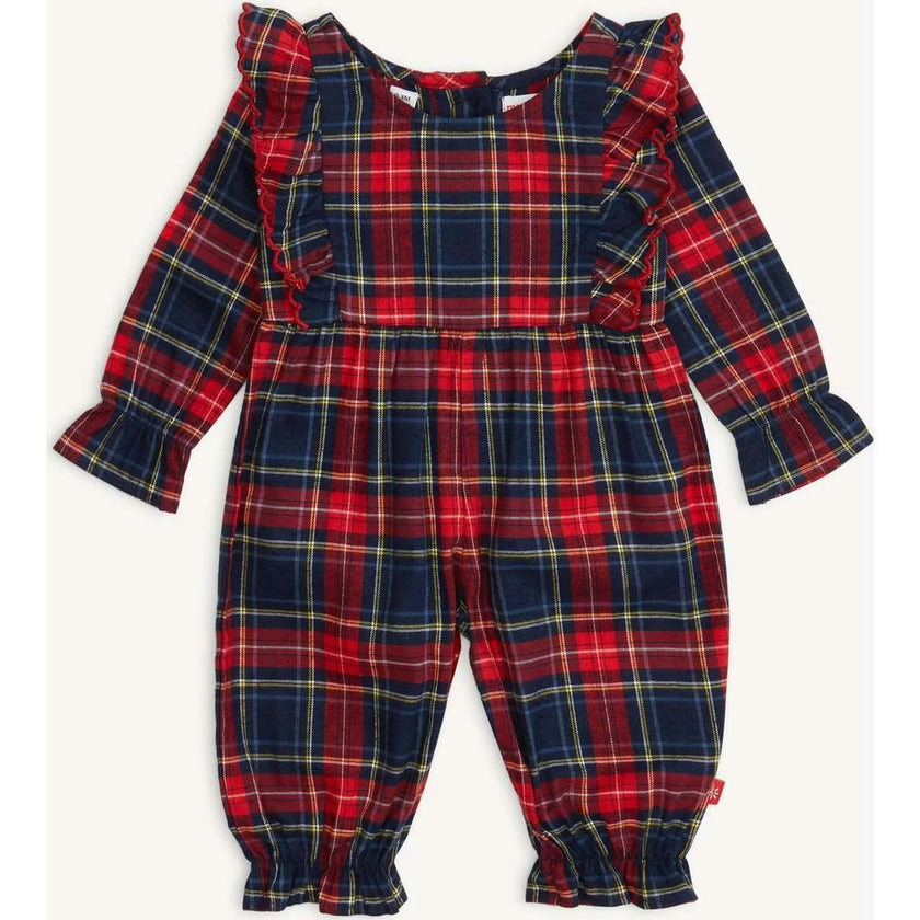 Magnetic Ruffle Romper HOLIDAY PLAID