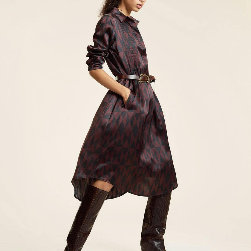 Silk Pintuck Shirt Dress