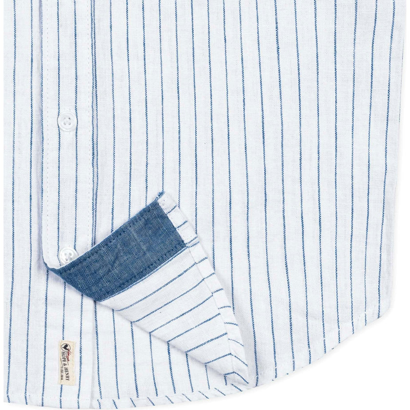 Linen Short Sleeve Button Down Shirt, White