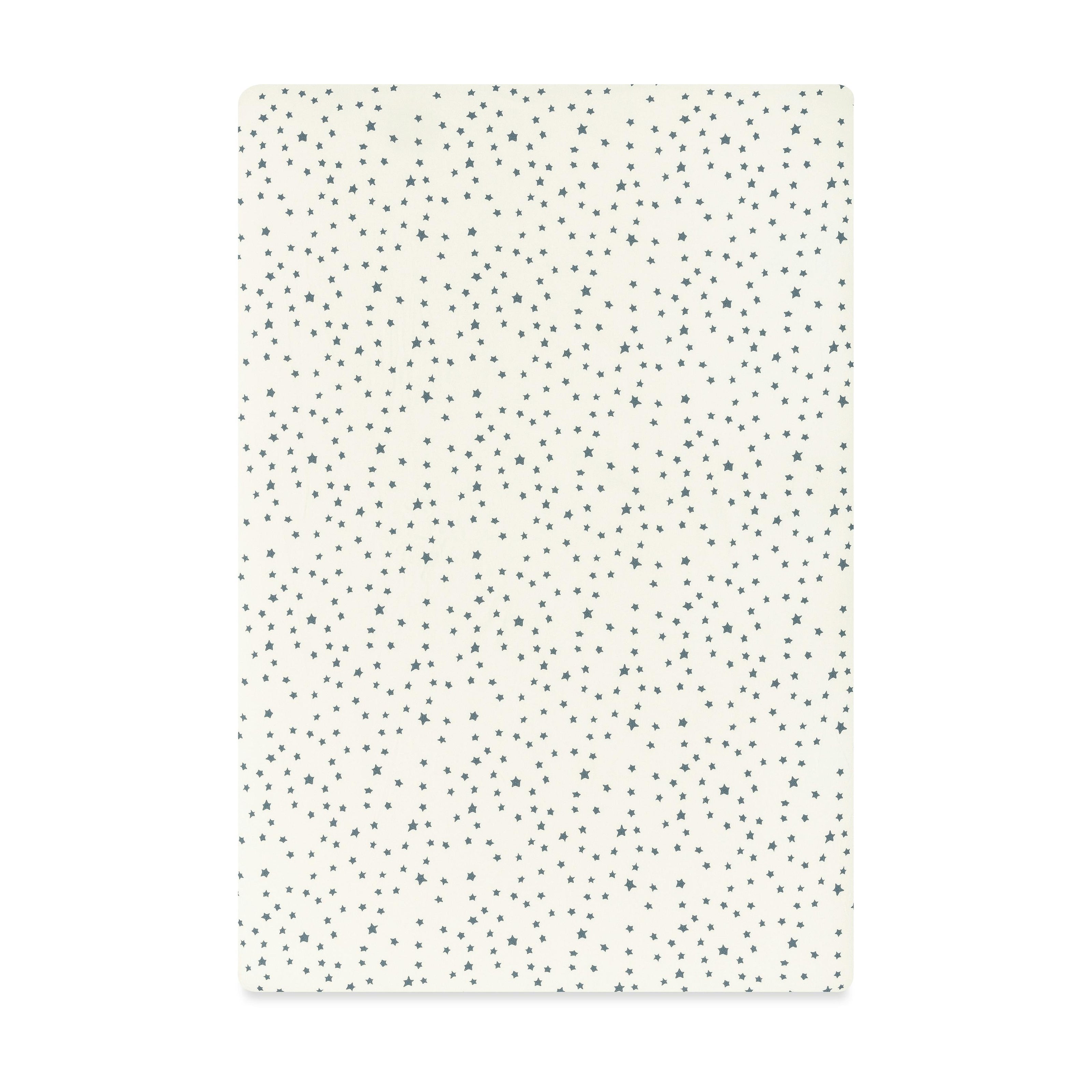 Mini Crib Sheet in GOTS Certified Organic Brushed Cotton in Ivory with Navy Stars