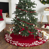 Handmade  Felt Branches and Stars Red Christmas Tree Skirt 60"