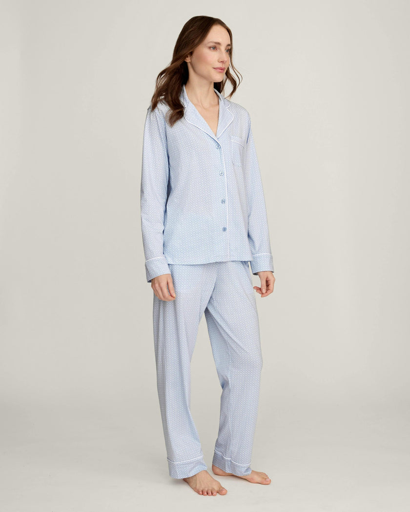 Women's Lightweight Pima Pajama Set in Periwinkle Geo