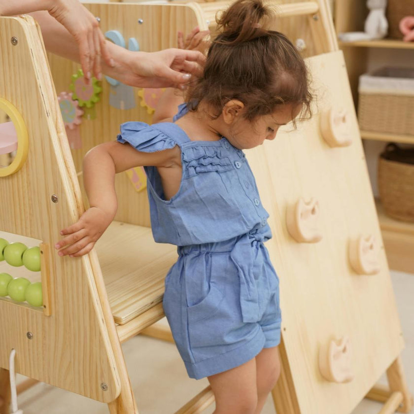 Avenlur Cherry 5-in-1 Wooden Indoor Climber – Montessori Play Gym for Toddlers & Kids