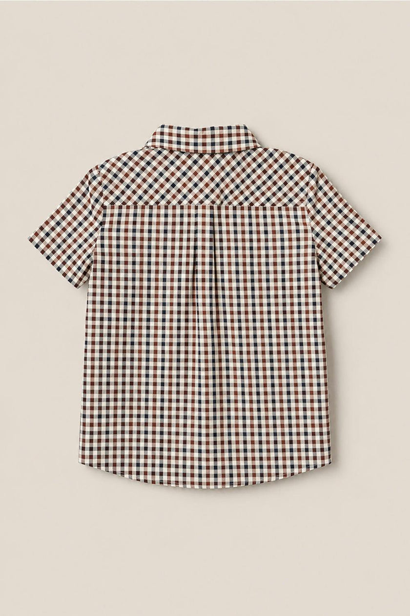 Boys James Shirt in Chestnut Gingham