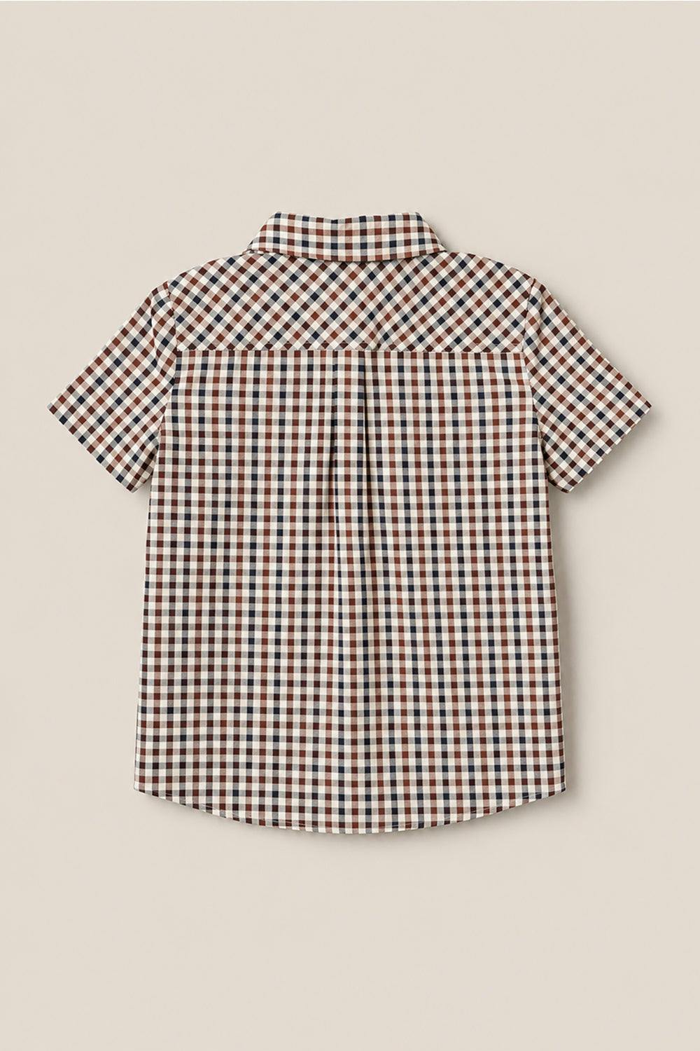 Boys James Shirt in Chestnut Gingham