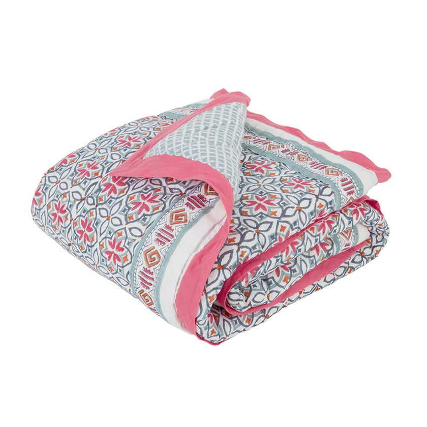 Block-Printed Cotton Crib Quilt