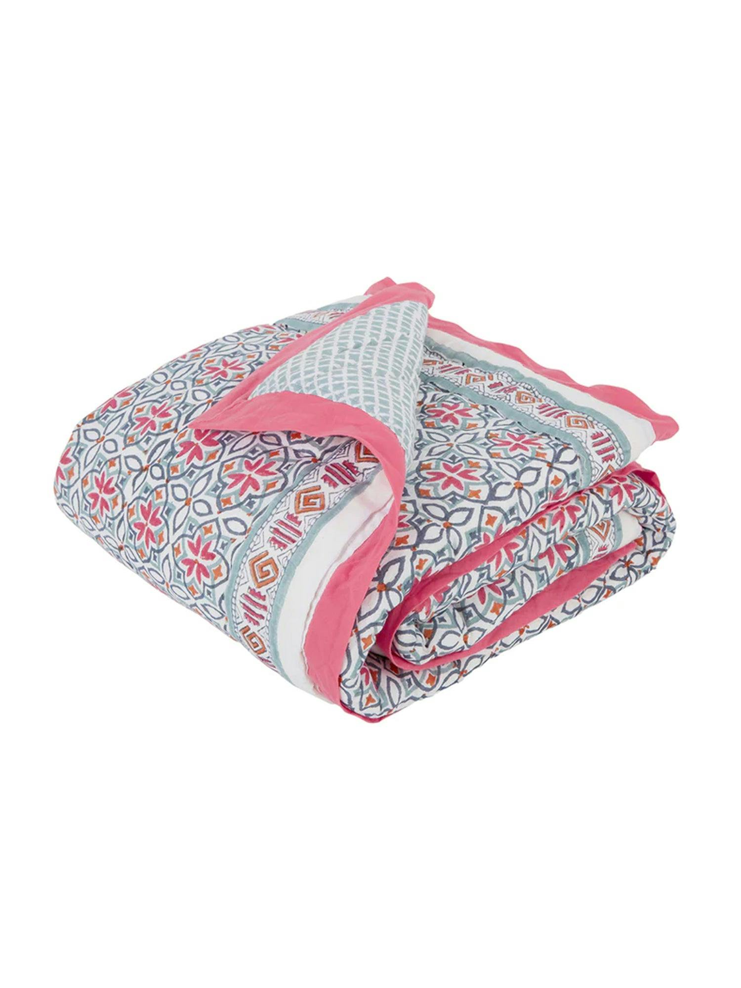 Block-Printed Cotton Crib Quilt