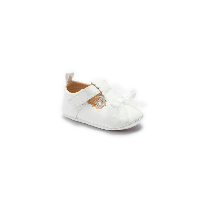 White Amaris Bow Baby Shoes