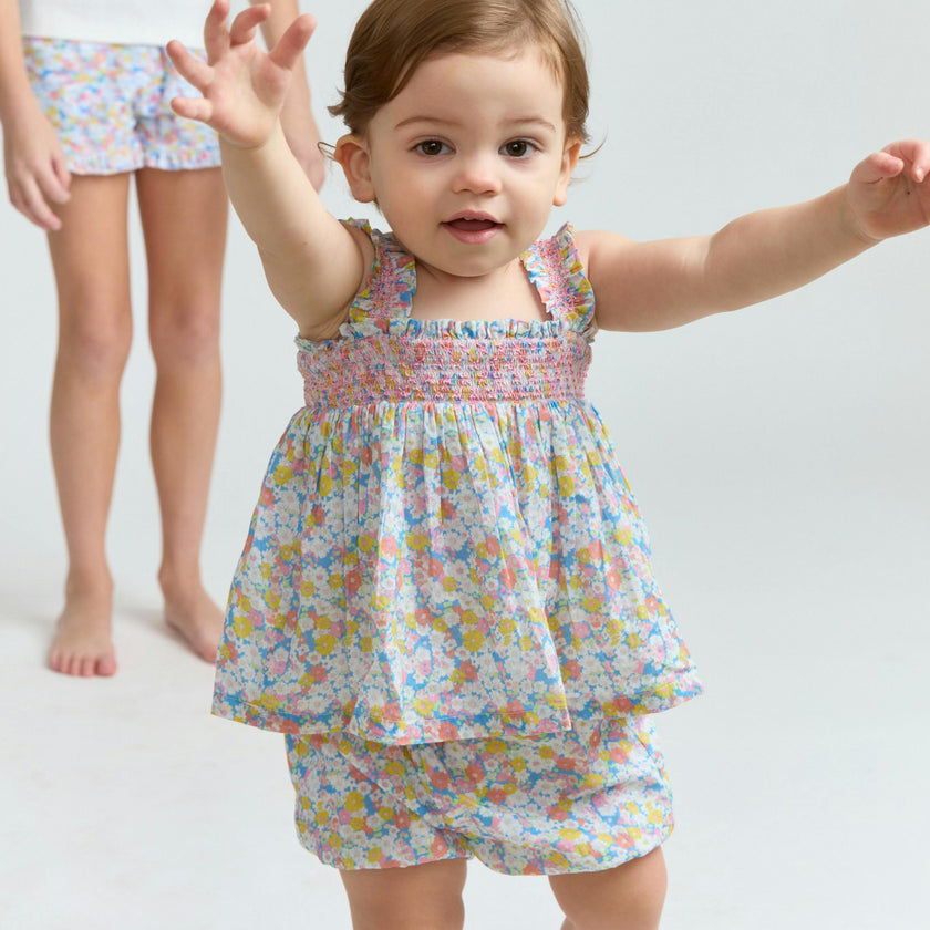 baby girls jasmine blossom smocked top and bloomer set