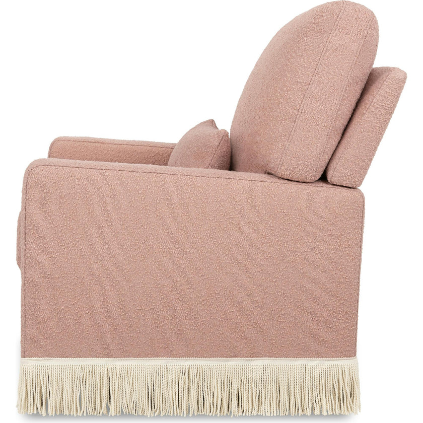 Crawford Boucle With Tassel Fringe Pillowback Comfort Swivel Glider