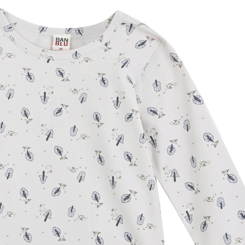 White Feather Cotton Pajama Set