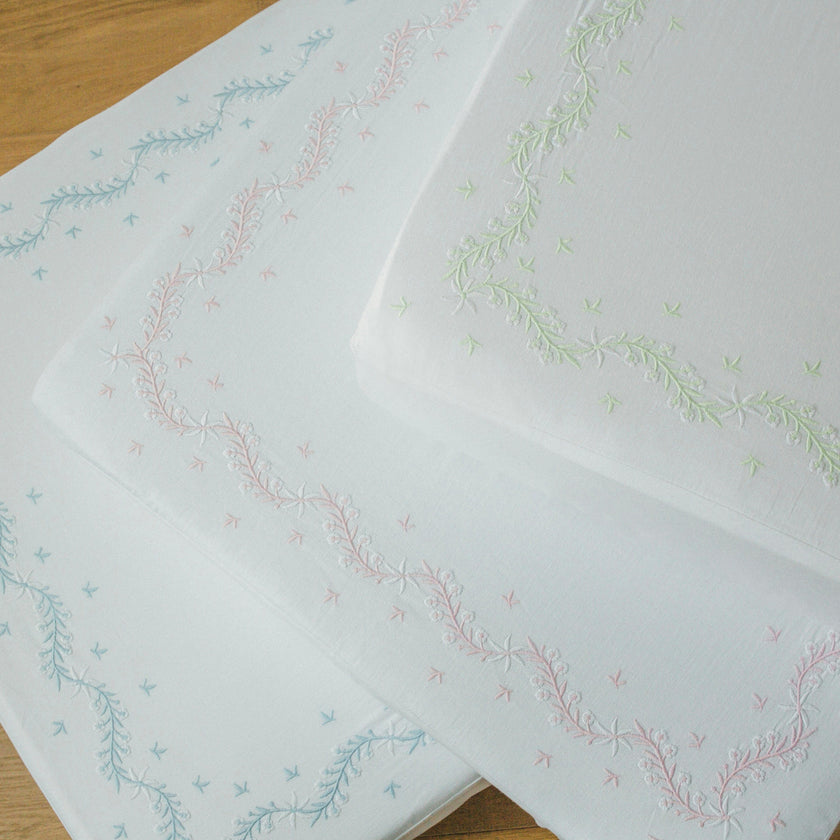 Embroidered Crib Sheet - Meadow