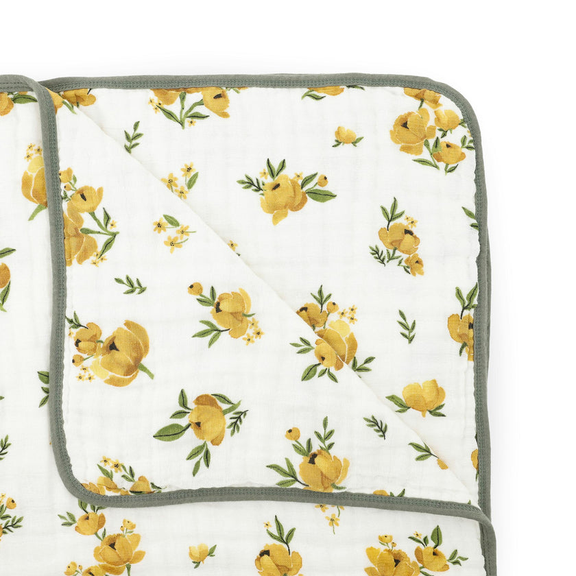 Original Organic Cotton Muslin Quilt - Yellow Roses