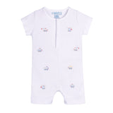 Vehicle Embroidered Cotton Shortall White