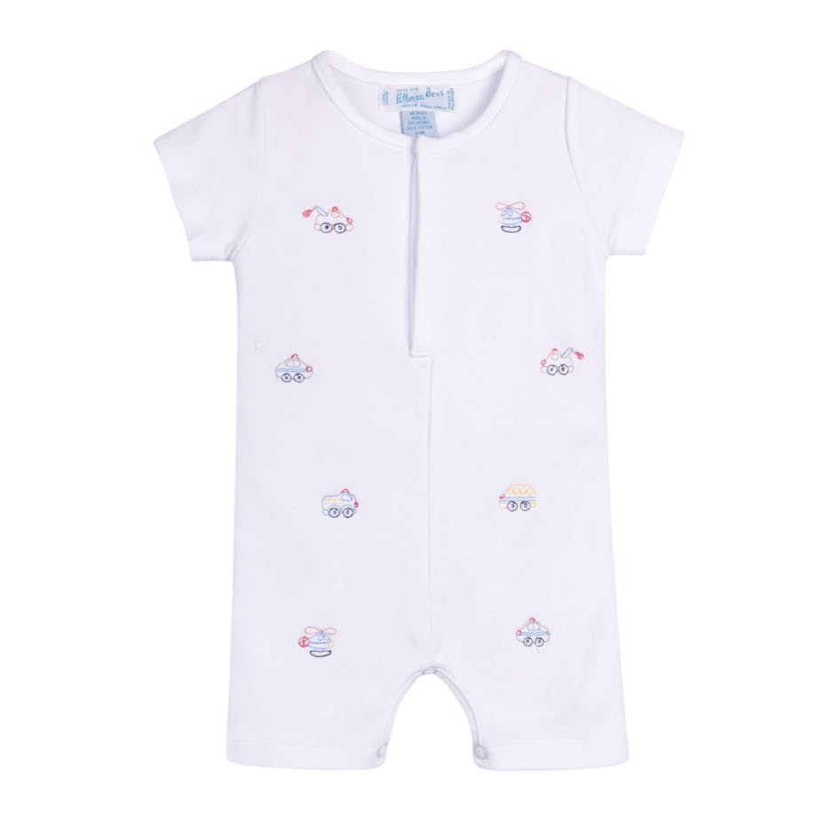 Vehicle Embroidered Cotton Shortall White