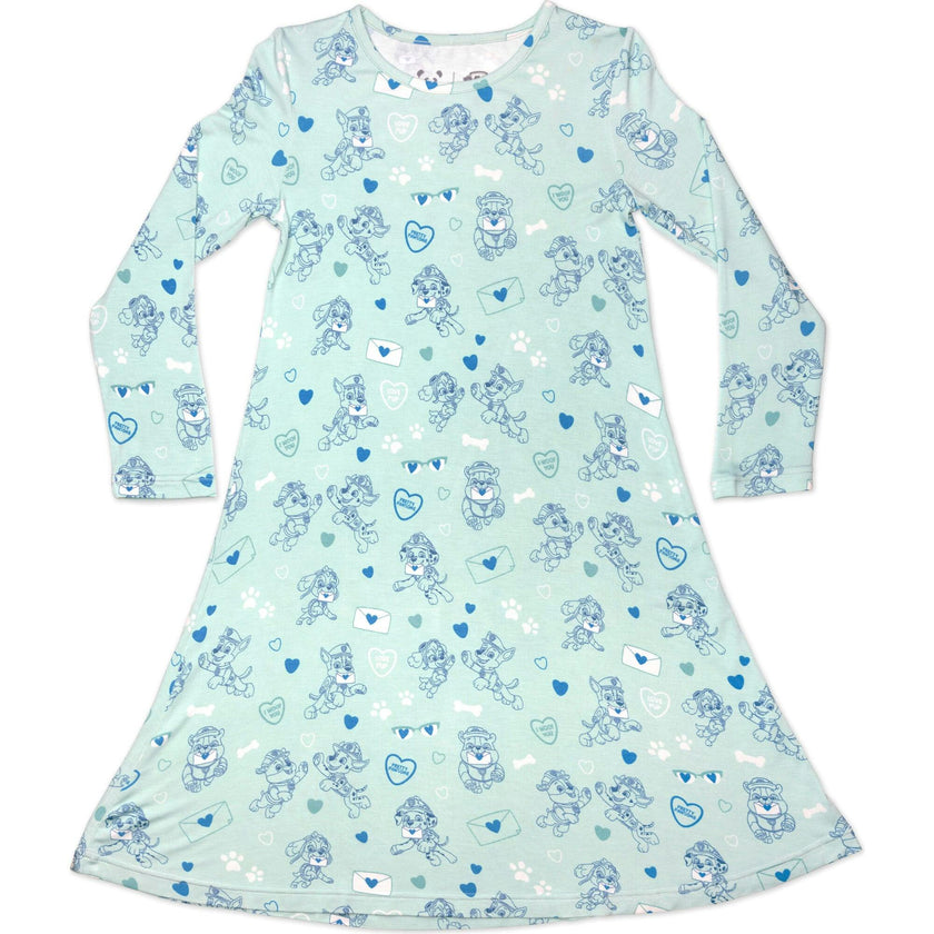 PAW Patrol: Valentine's Blue Bamboo Girls' Long Sleeve Dress