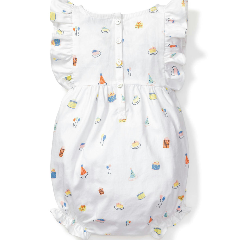 Baby's Twill Ruffled Romper in Birthday Wishes