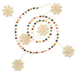Hand Felted Wool Christmas Garland and Bunting - Multicolor Dots White Snowflakes - 6'