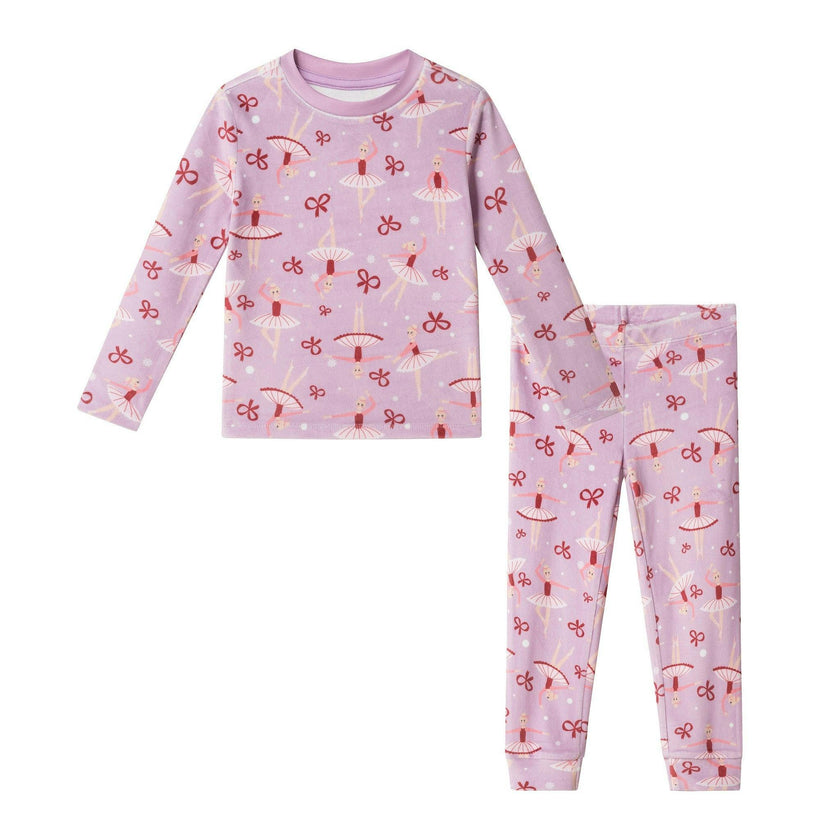 Girls (2-4) Velour Pajama Set | Ballerinas & Bows