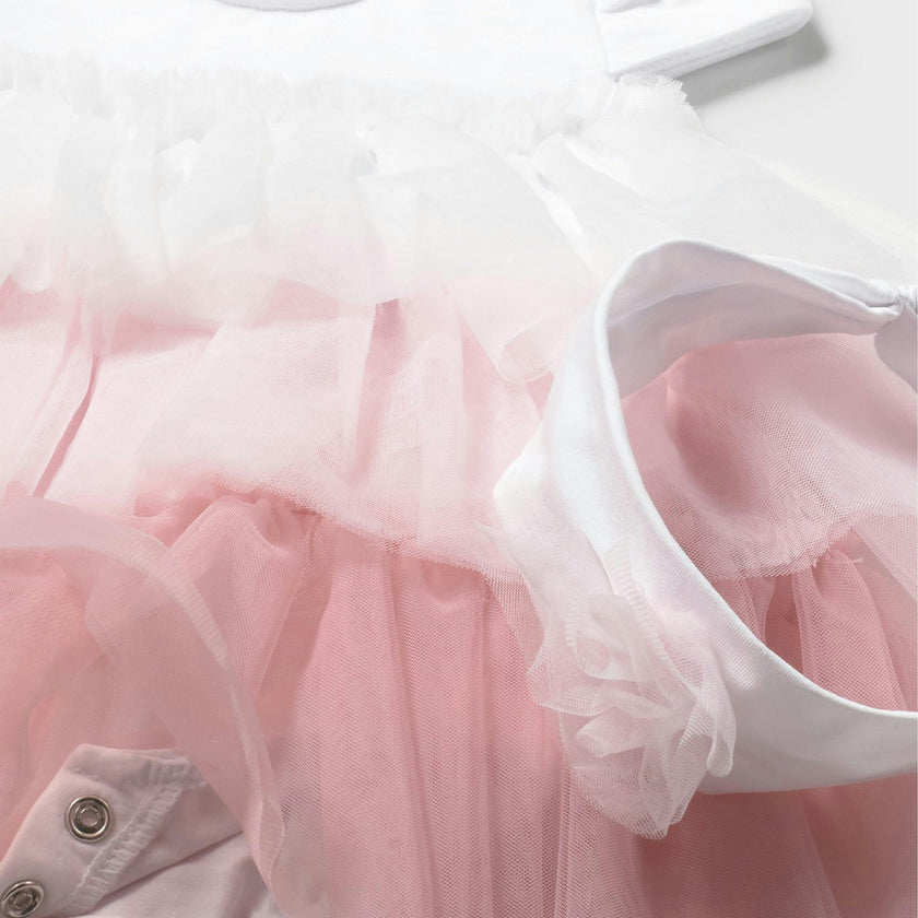 Pink Ruffled Romper With Headband