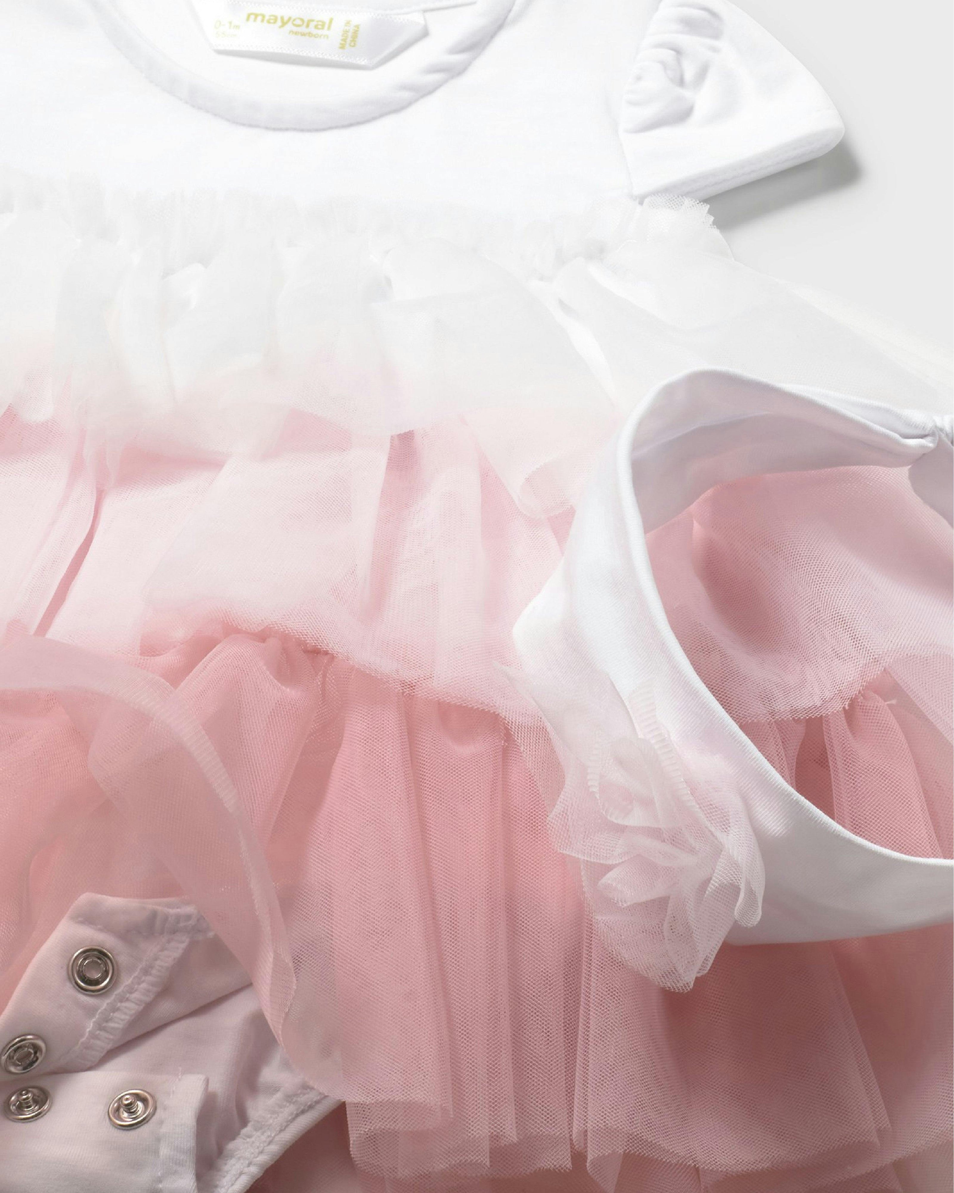 Pink Ruffled Romper With Headband