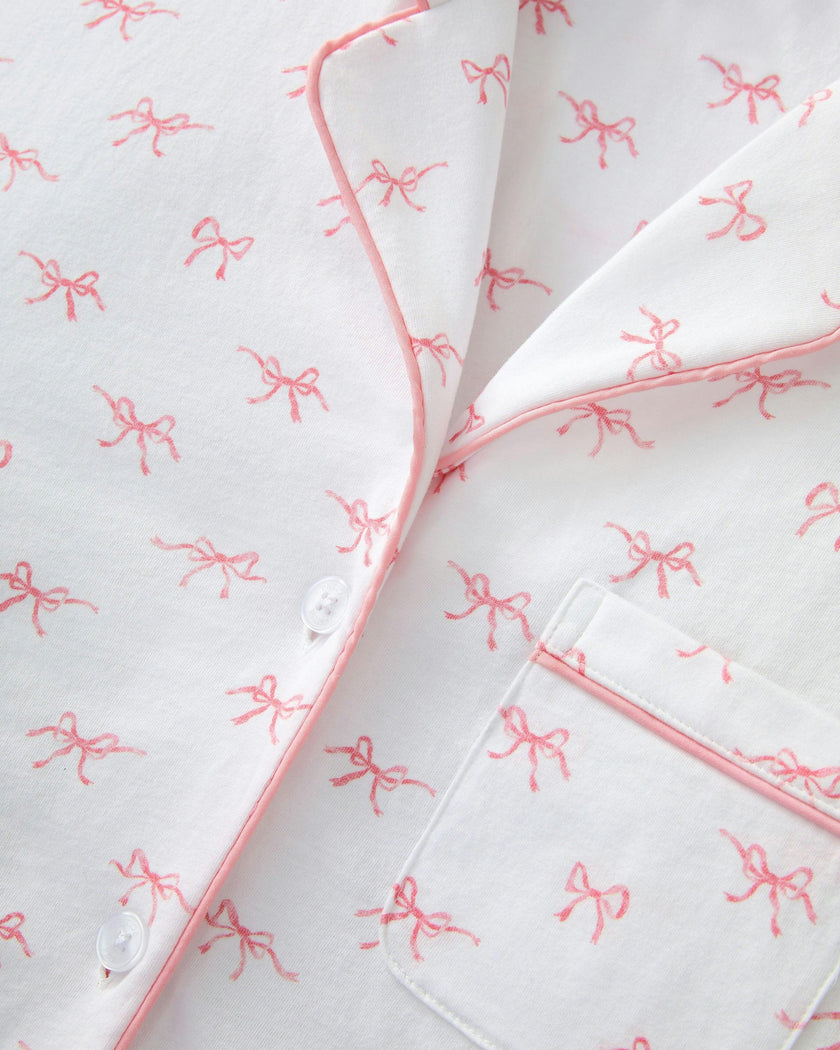 Women's Pima Short Sleeve Short Set in Blushing Bows