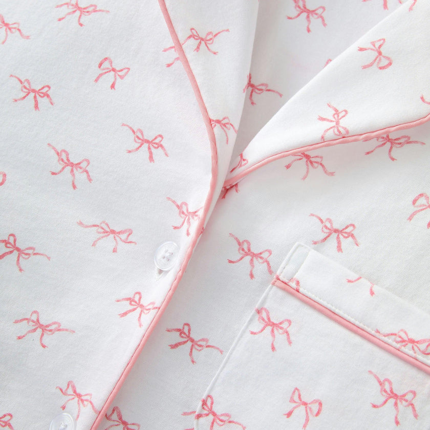 Women's Pima Short Sleeve Short Set in Blushing Bows