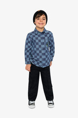Chambray Shirt Blue Checkered Print