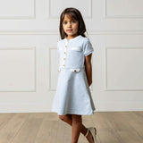 Organic Short Sleeve French Terry Contrast Trim Dress, Blue