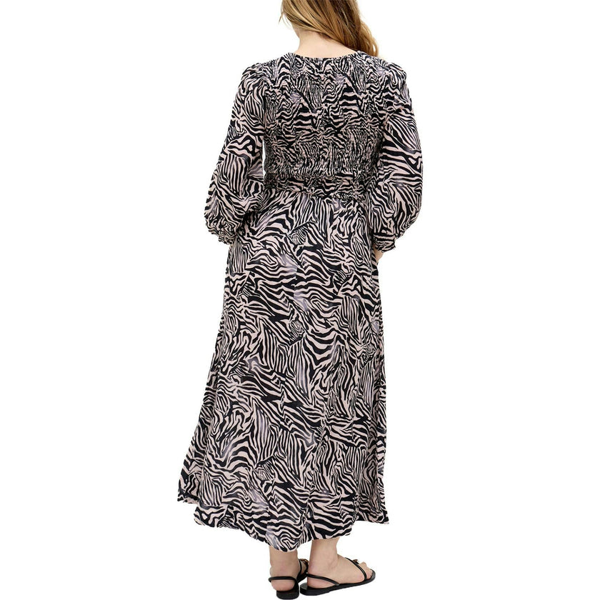 Paulina Shirred Bodice Print Maxi Dress