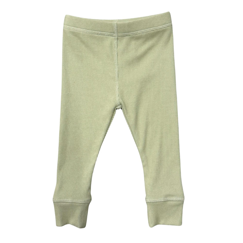 Girls Ribbed Leggings in Sage