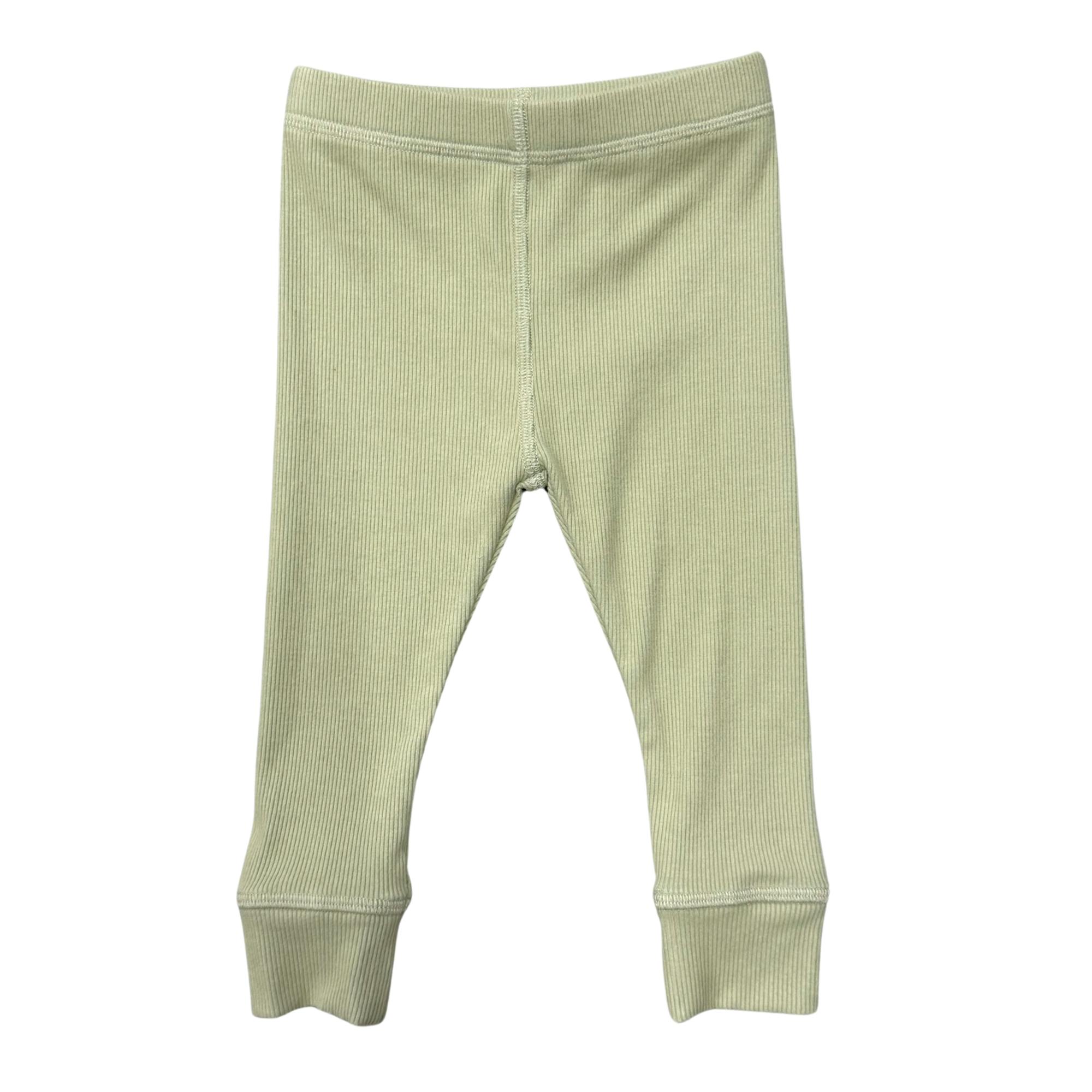 Girls Ribbed Leggings in Sage