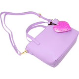 Faux Leather Tote Shoulder Strap Handbag With Sequins Happy Face Charm