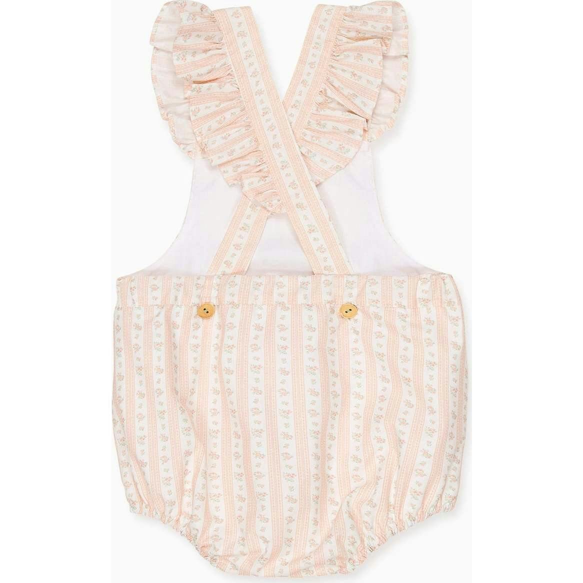 Pink Floral Stripe Ronita Baby Girl Romper Dungarees